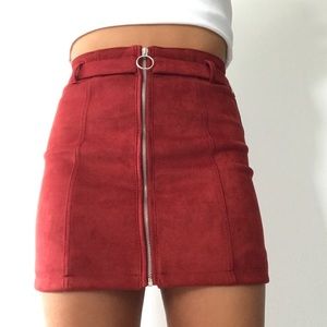 Rusty Orange Suede Skirt